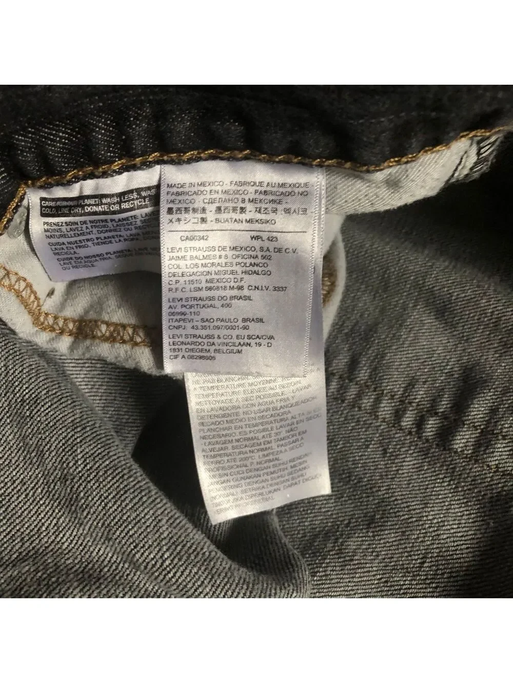 Levi's Dark Gray/Black Denim Jeans Straight Fit 40 x 32